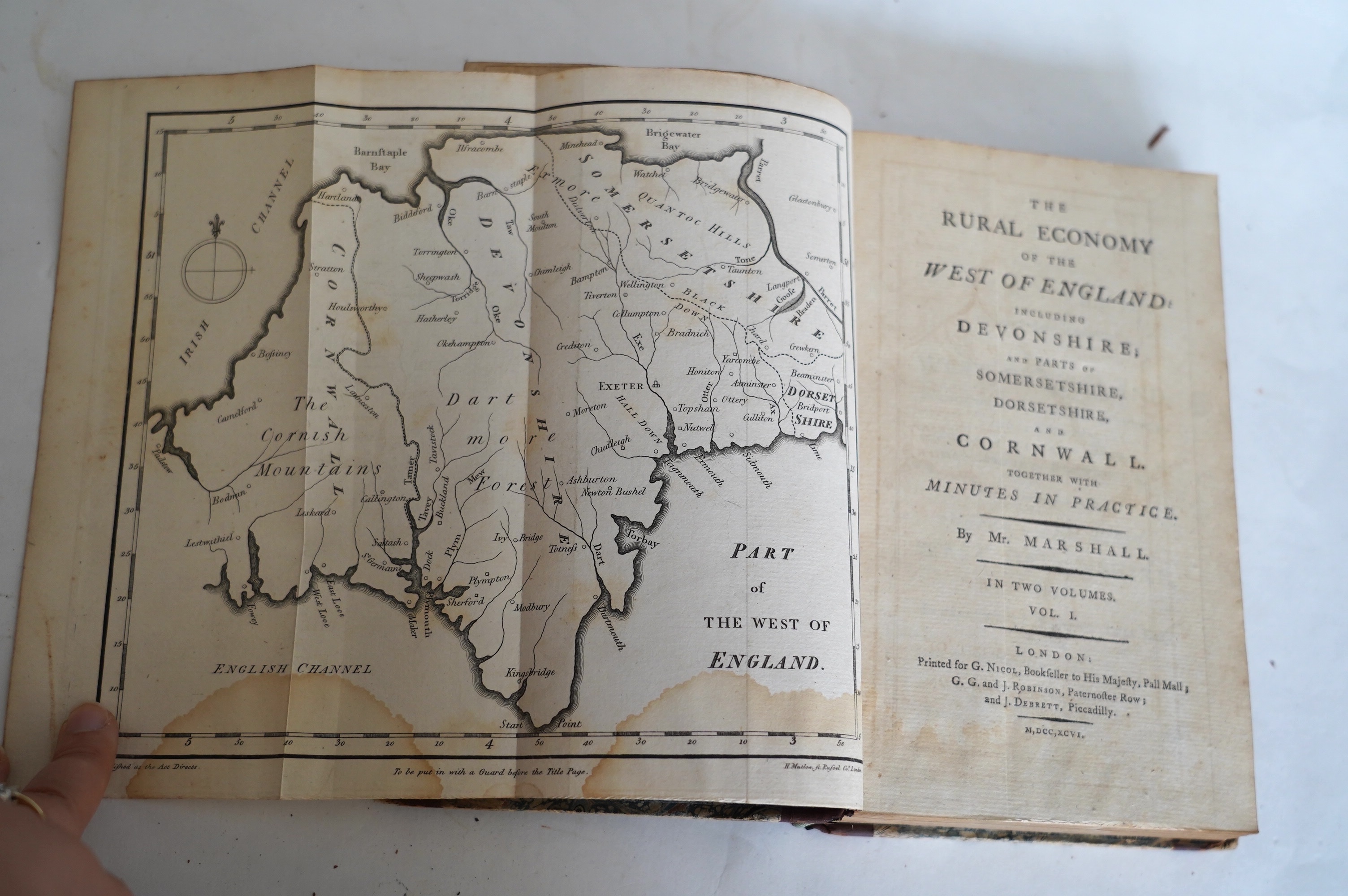 Marshall, William - The Rural Economy of Glocestershire....together with the Dairy Management of North Wiltshire, and ....Orchards and Fruit Liquor, in Herefordshire....2nd edition, 2 vols. folded map; contemp. half calf